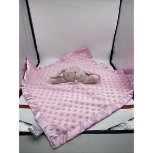 Pro Goleem Pink Bunny Security Blanket Minky Dot Satin Trim Lovey 16x16